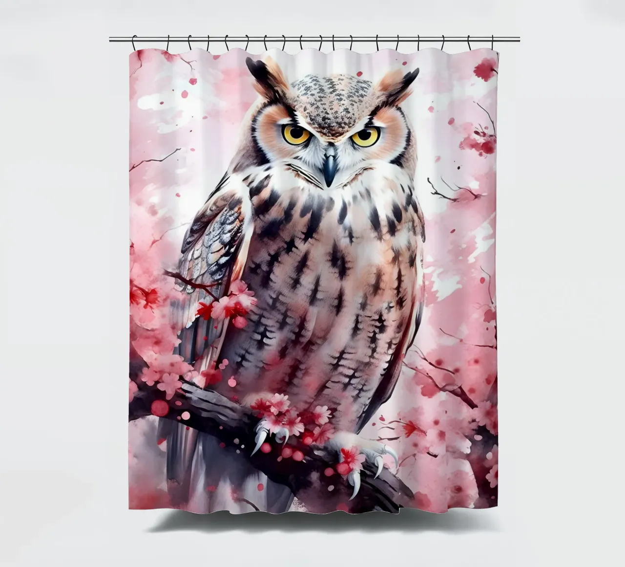 Eagle Owl shower curtain by FreeArtStudio