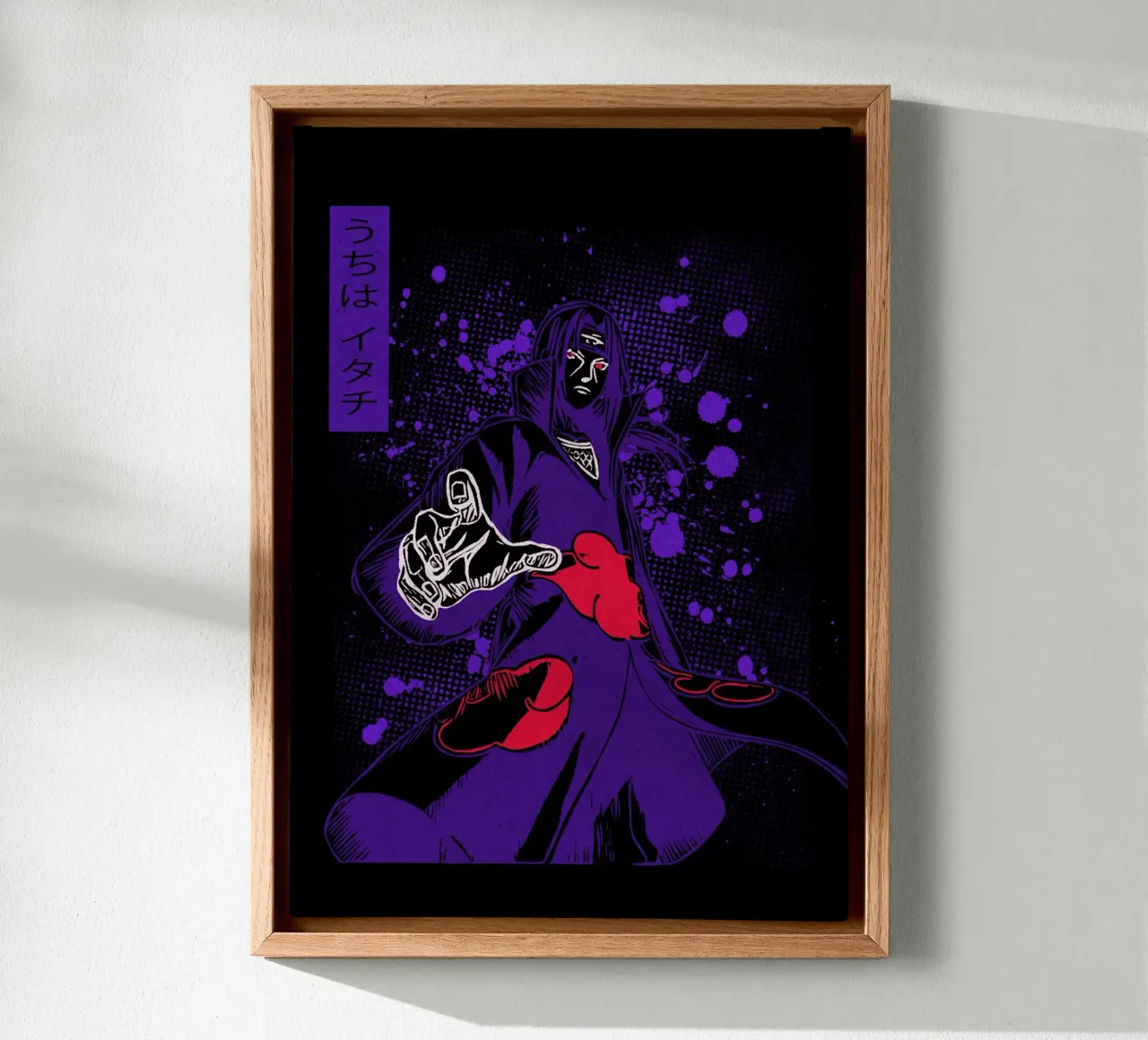 Itachi Uchiha tela con Cornice a cassetta da Neonartstudio
