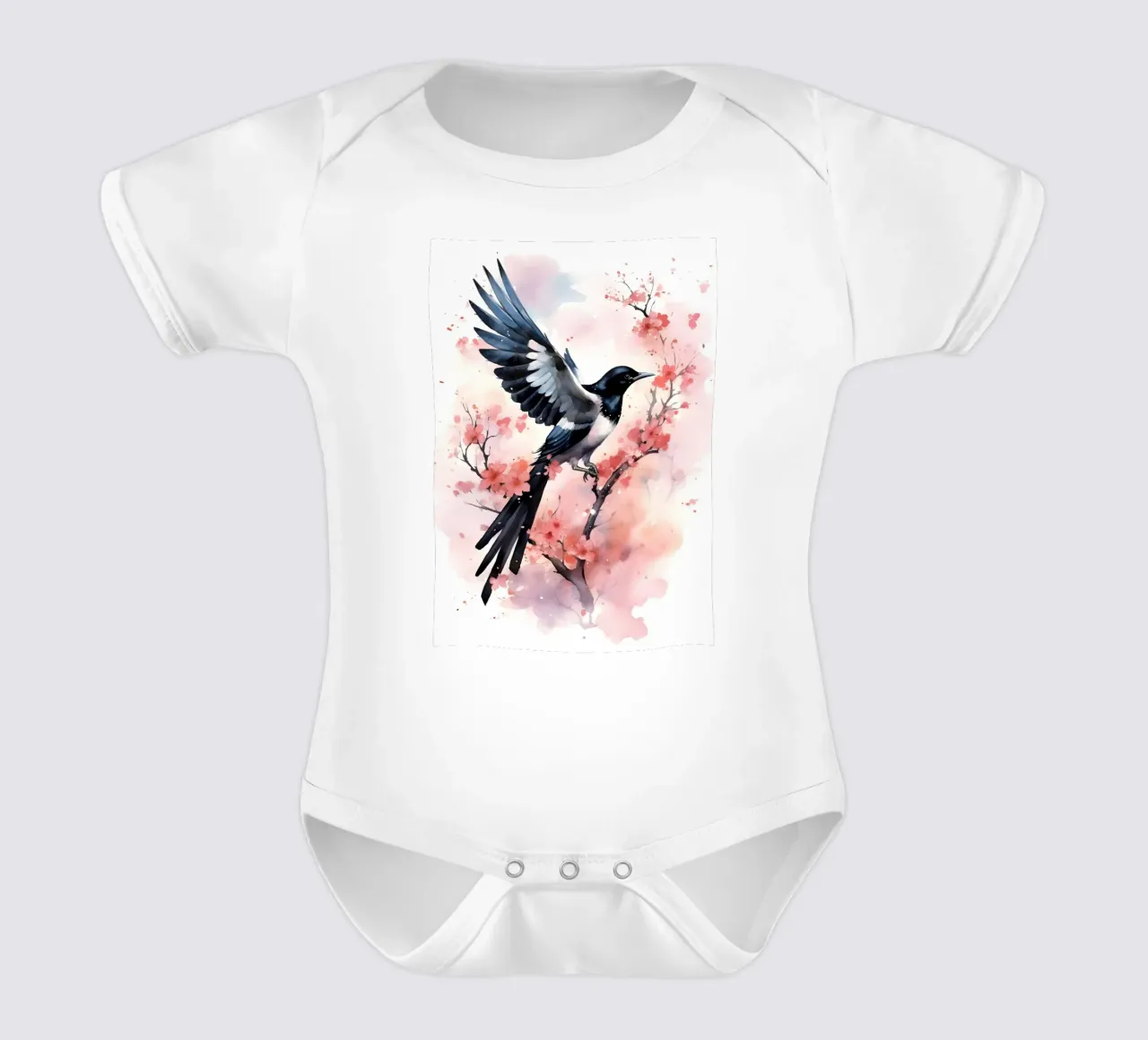 Magpie body neonato maniche corte da FreeArtStudio