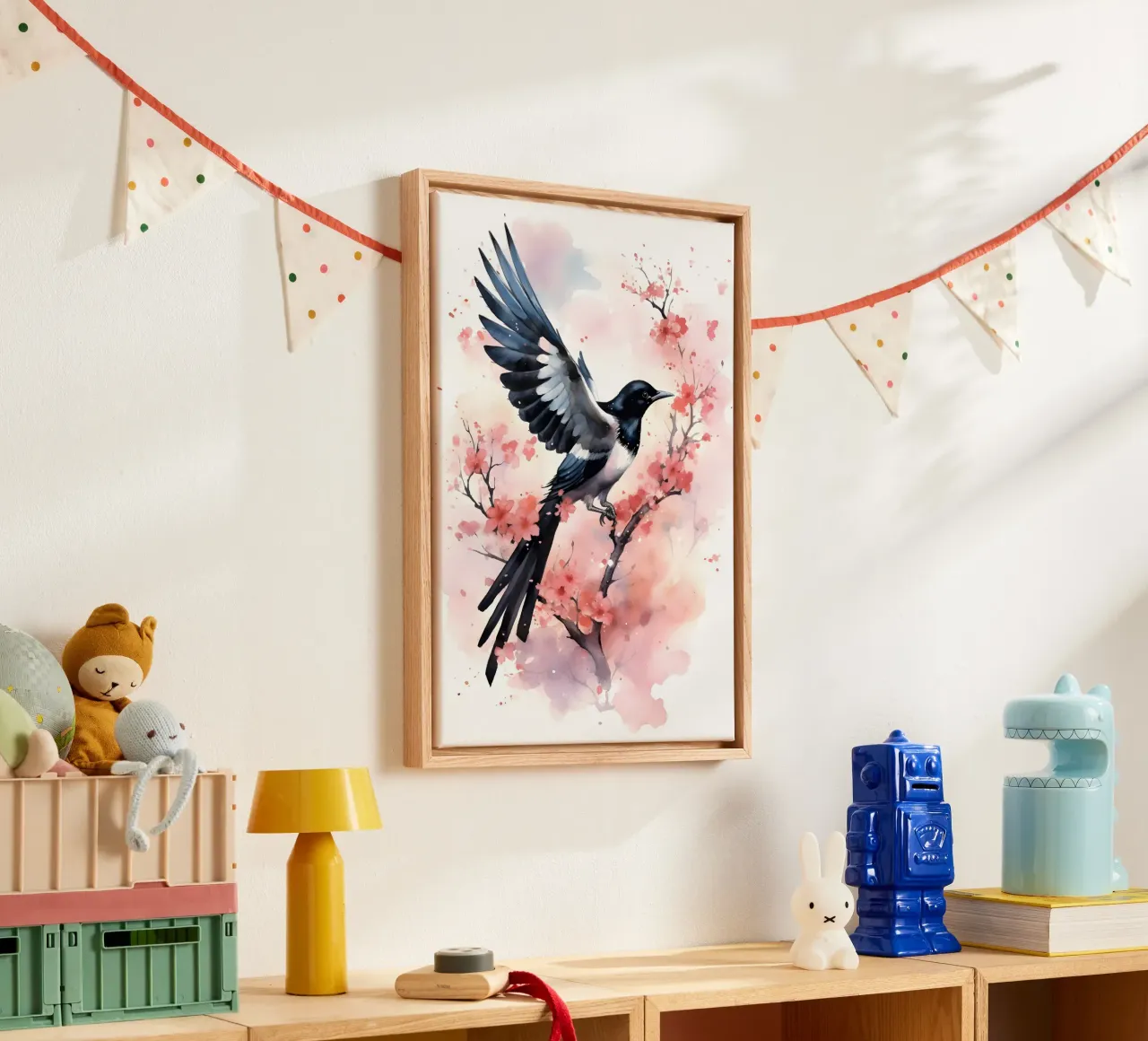 Magpie tela con Cornice a cassetta da FreeArtStudio