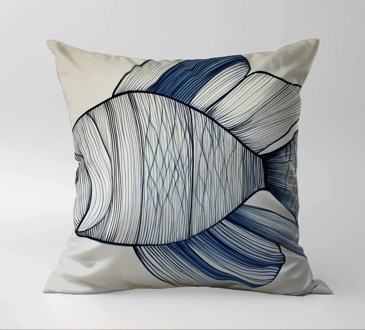 Abstract fish in blue colours decorative cushion by Imagine