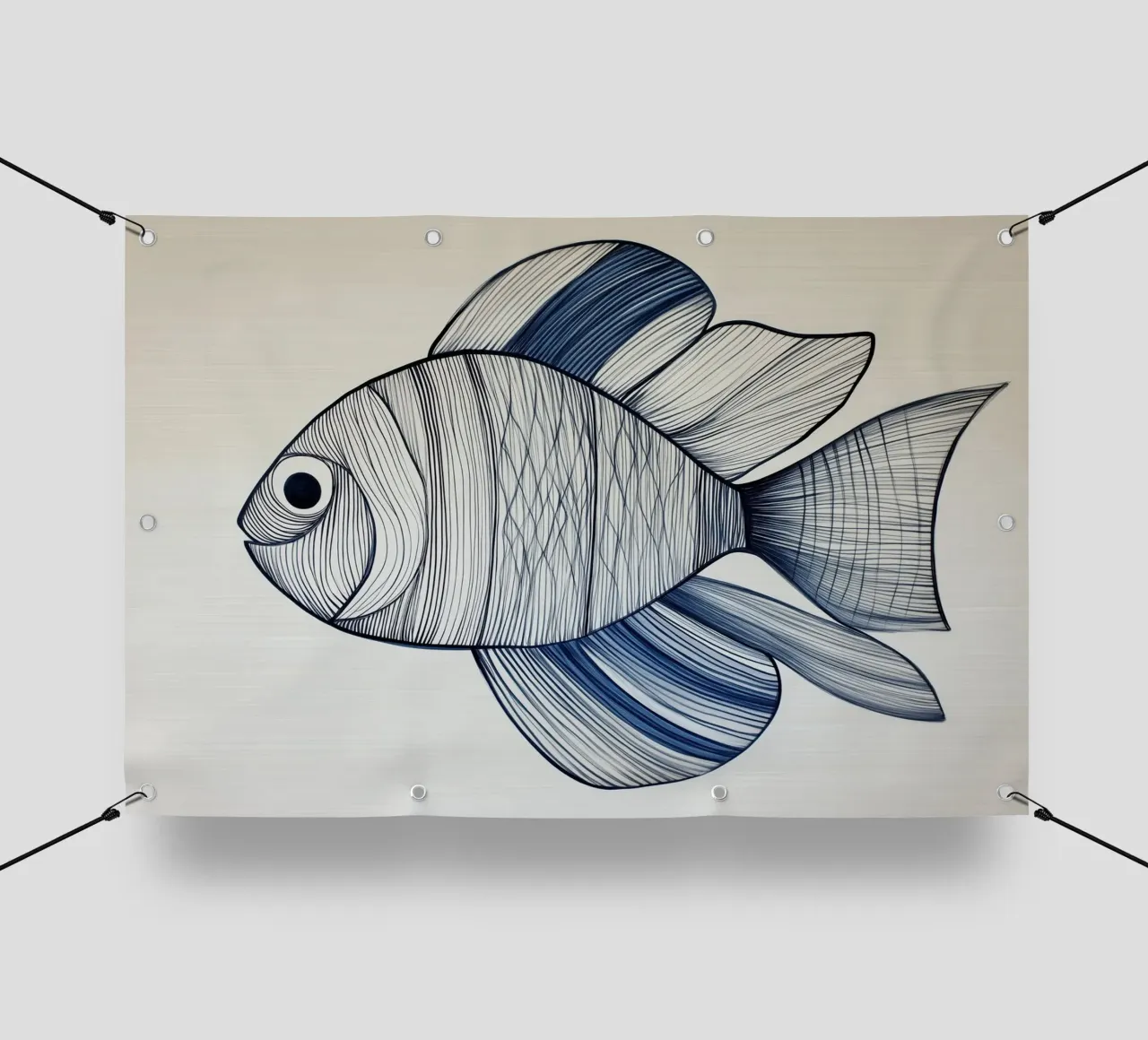 Pesce astratto dai colori blu telo in pvc da Imagine