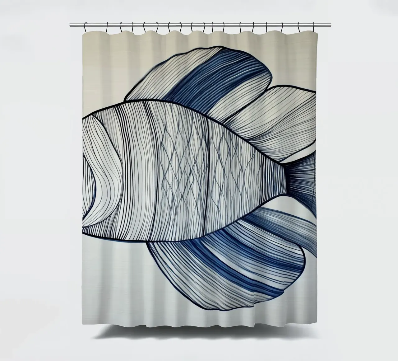 Abstrakter Fisch in blauen Farben Duschvorhang von Imagine