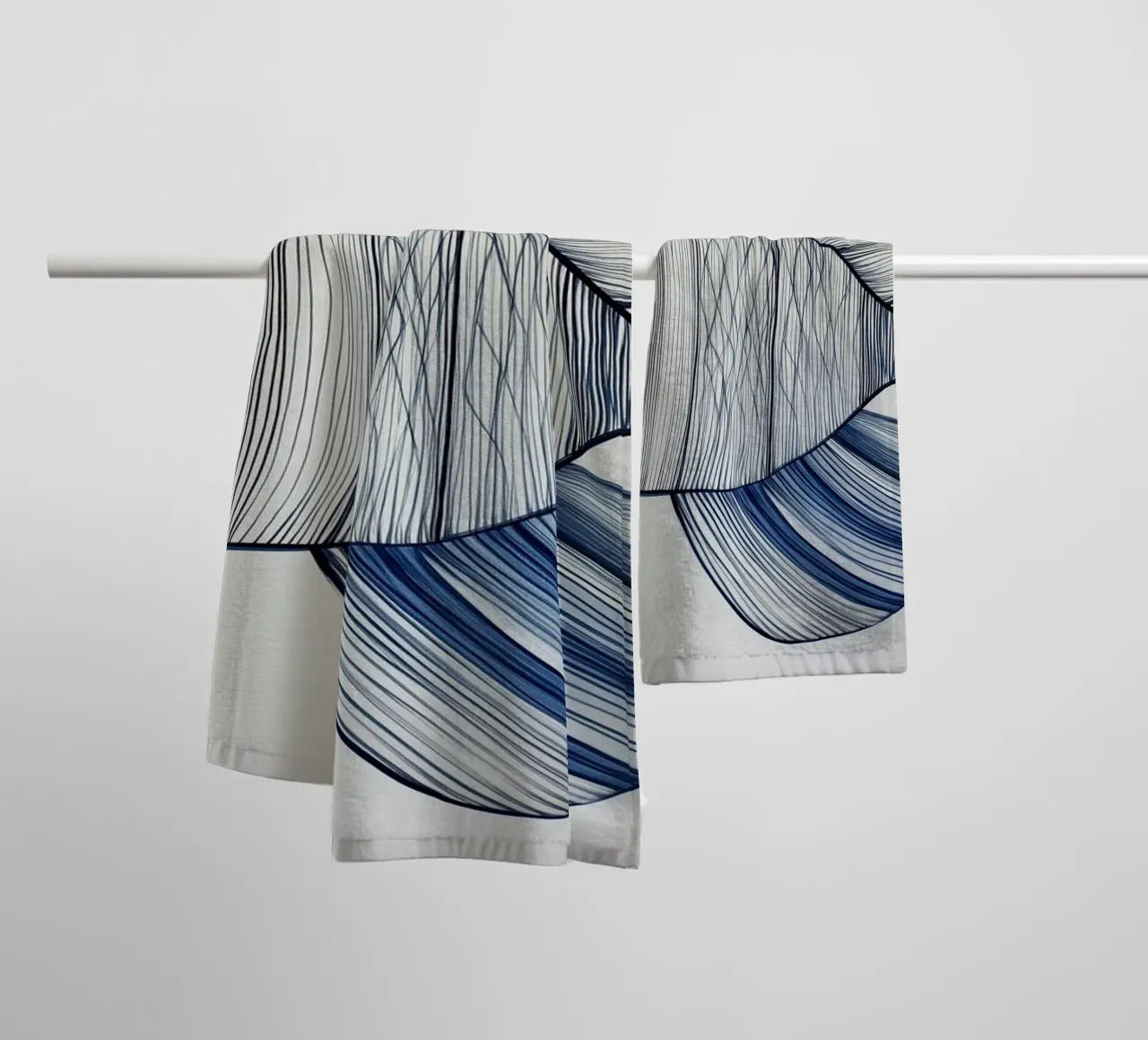 Abstract fish in blue colours towel by Imagine