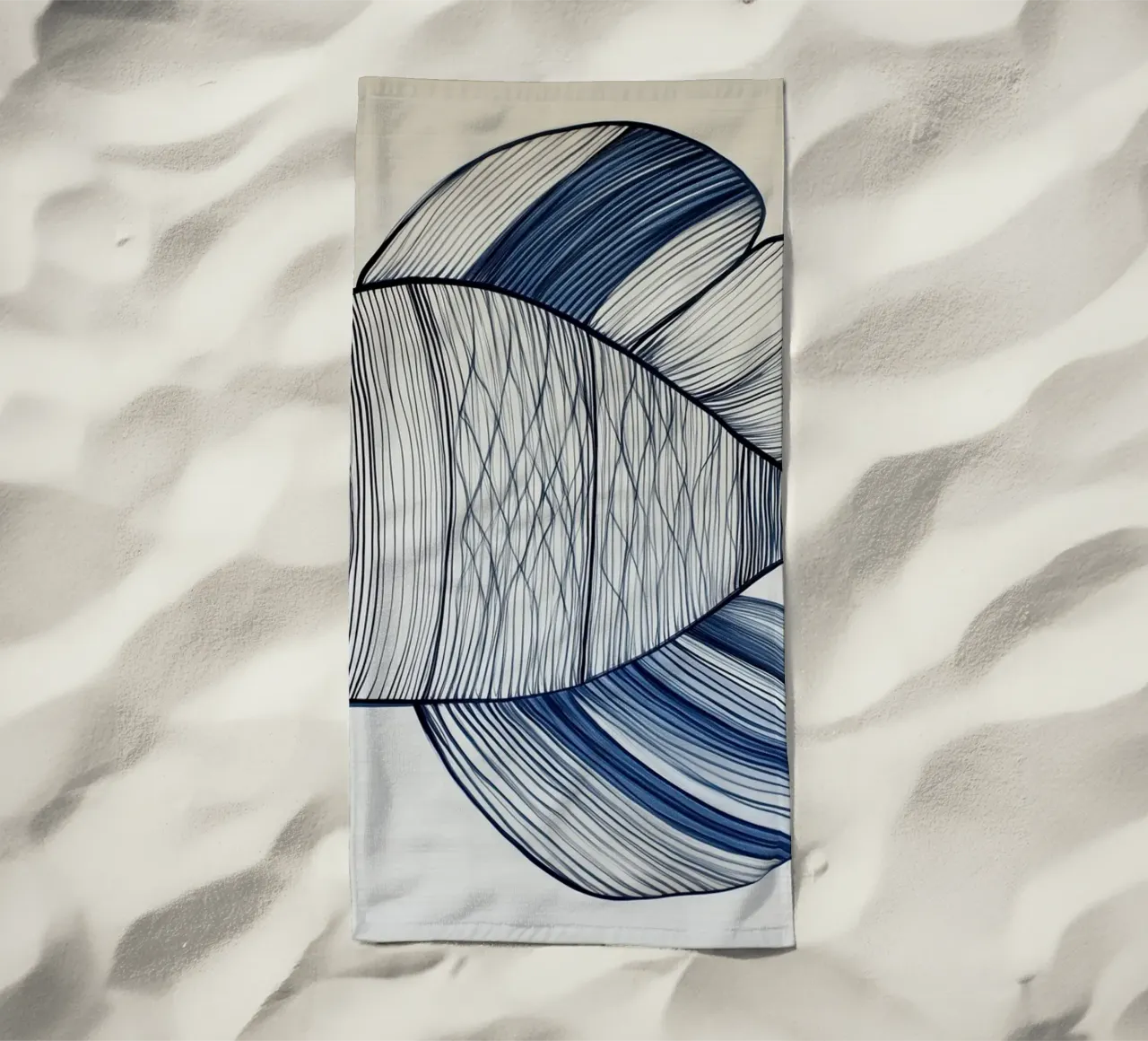 Abstract fish in blue colours beach towel by Imagine