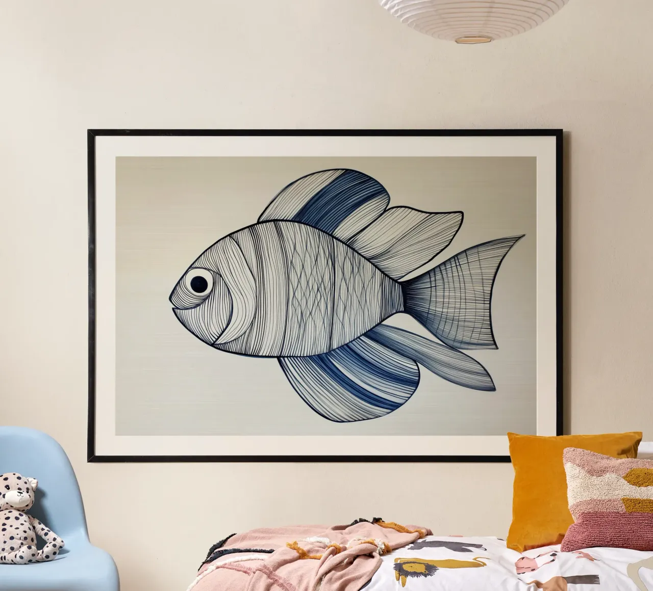 Abstrakter Fisch in blauen Farben Hahnemühle von Imagine