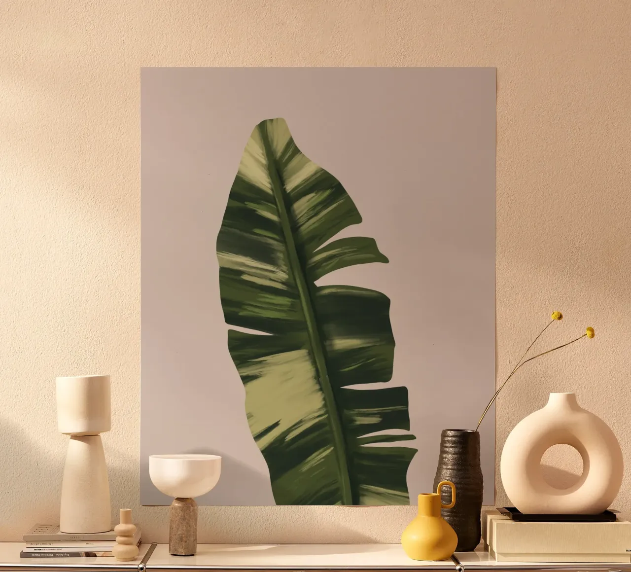 Banano Leaf poster con telaio in alluminio da anisillustration