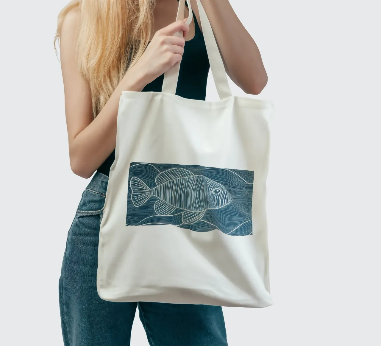 Abstract fish tote bag by Imagine