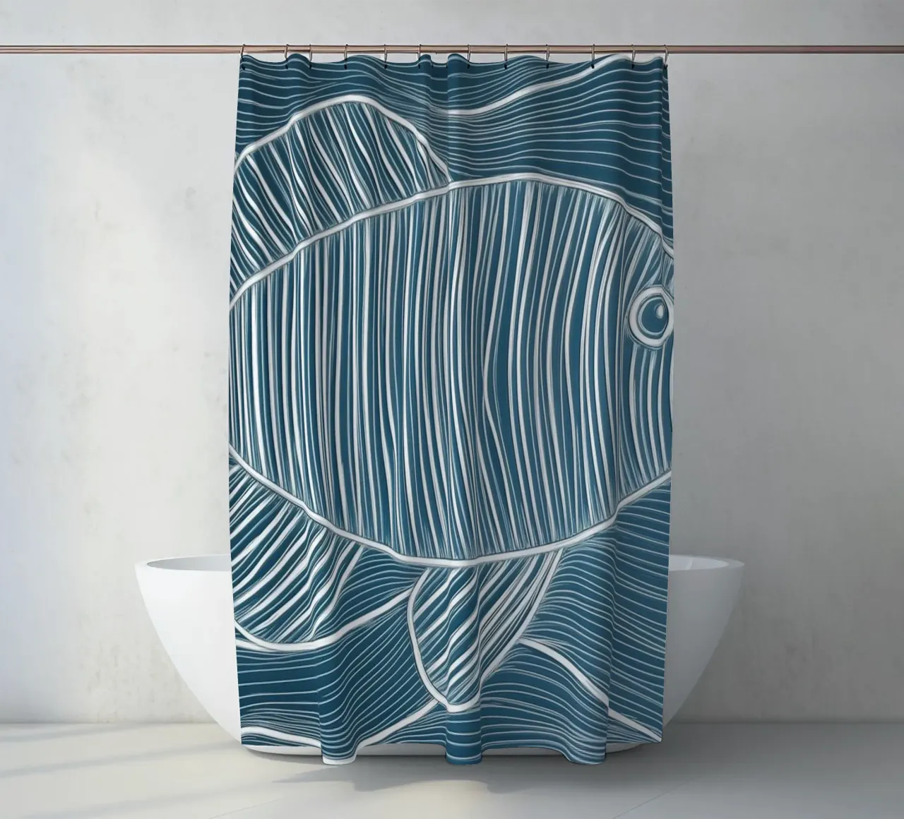Abstract fish shower curtain by Imagine