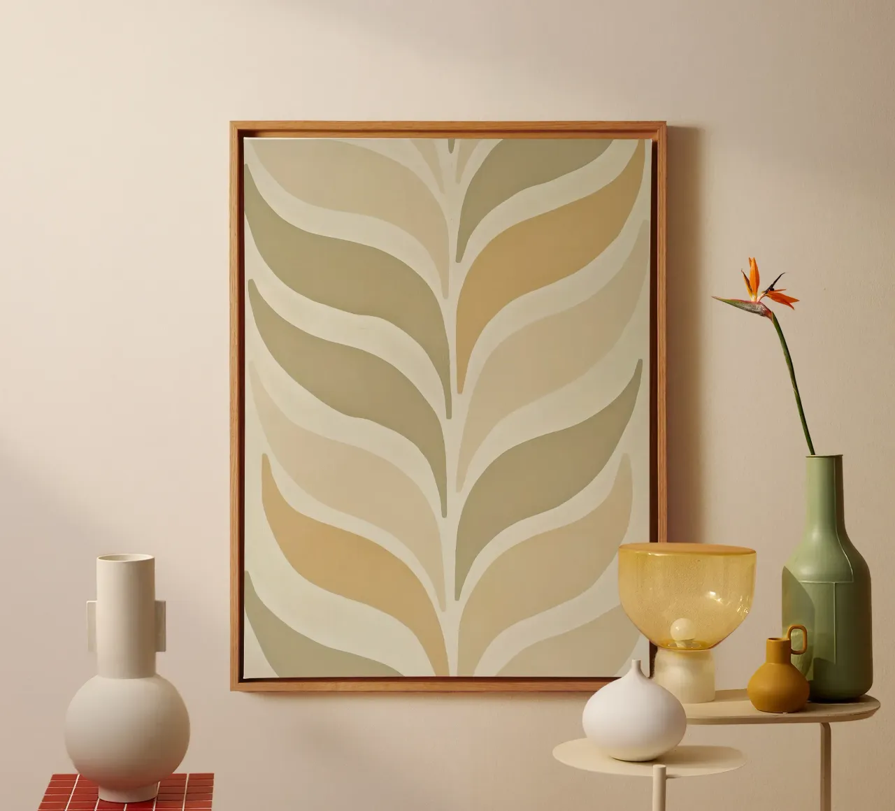 Abstract blad canvas with Floater frame by Imagine