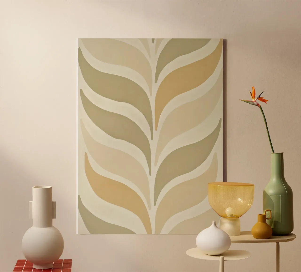 Abstract blad canvas with Floater frame by Imagine