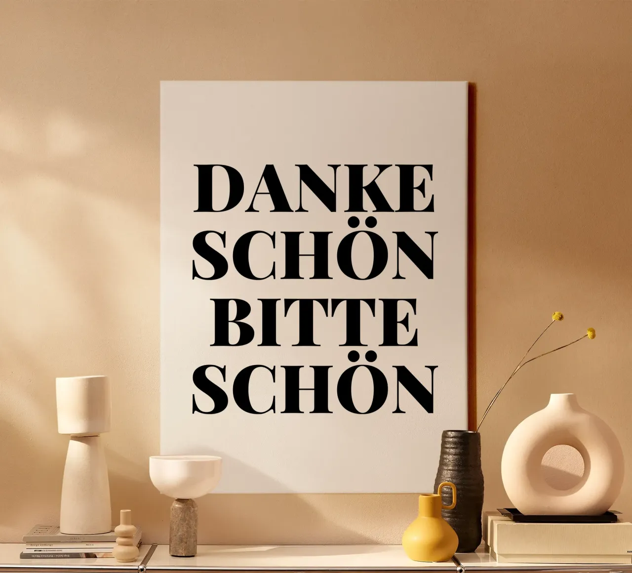 DANKESCHÖN BITTESCHÖN canvas with Floater frame by Magnific
