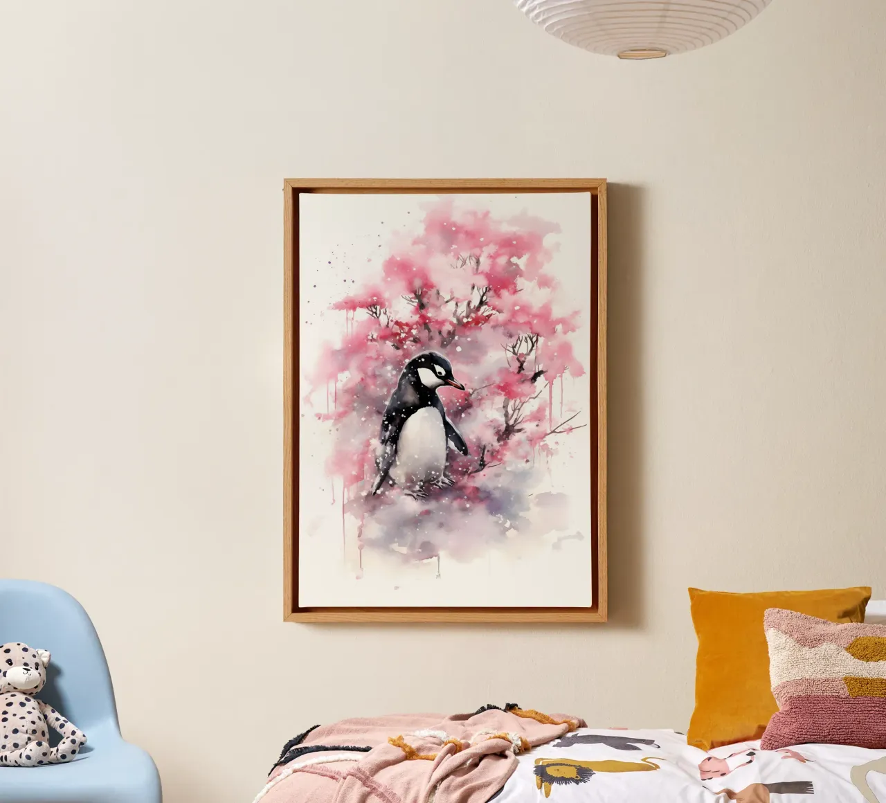 Penguin tela con Cornice a cassetta da FreeArtStudio