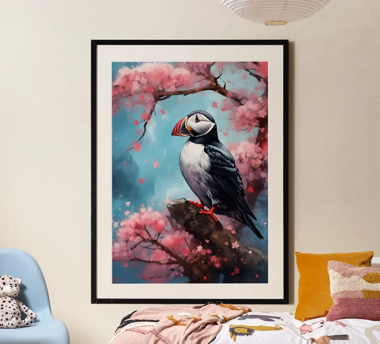 Puffin poster con telaio in plastica da FreeArtStudio