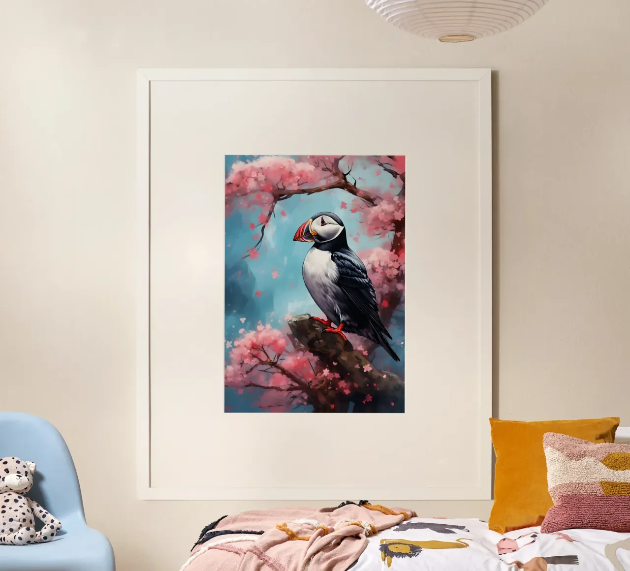 Puffin poster con telaio in plastica da FreeArtStudio