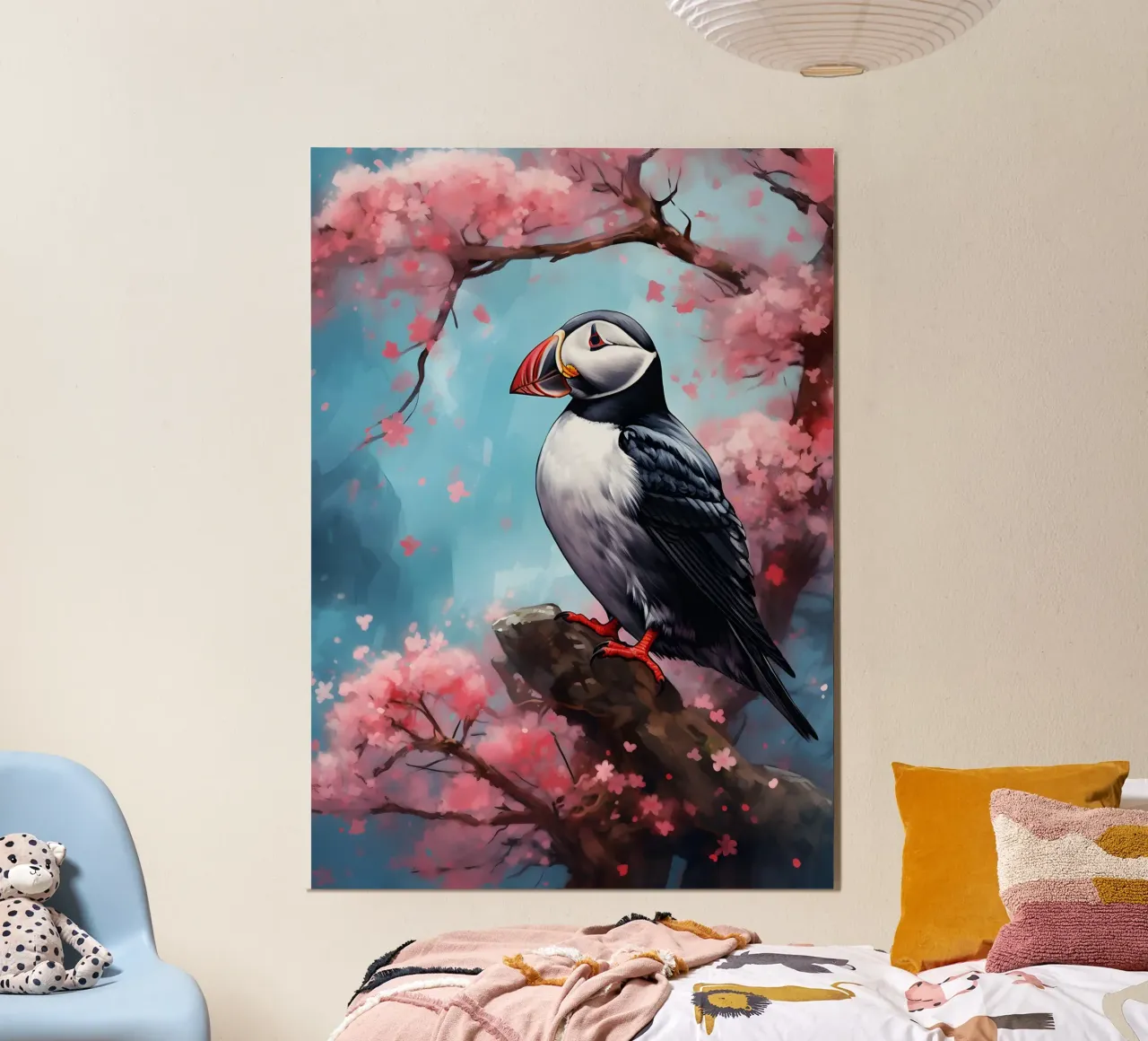 Puffin poster con telaio in plastica da FreeArtStudio