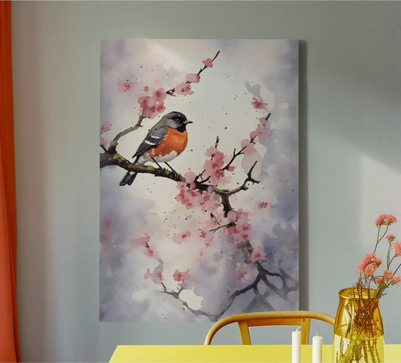 Robin tela con Cornice a cassetta da FreeArtStudio