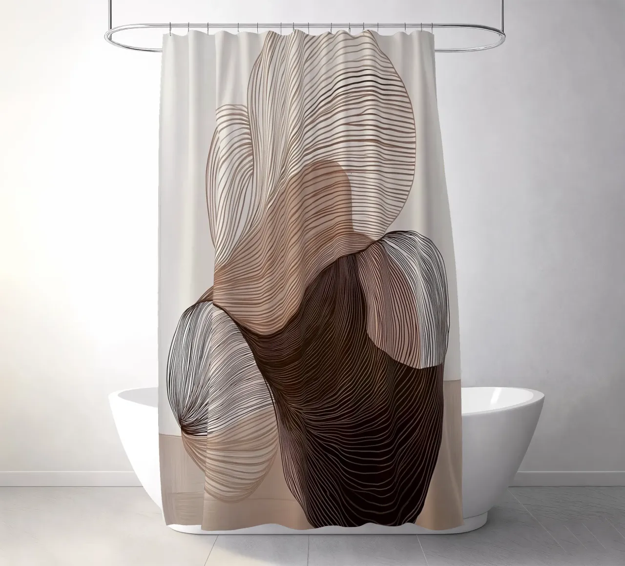 Forme organiche nei colori del marrone tenda da doccia da Imagine