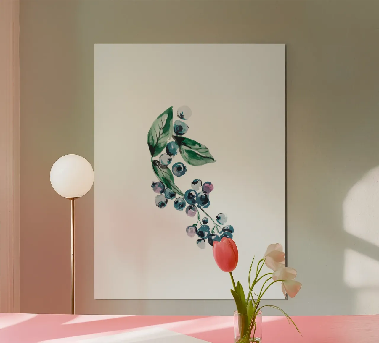 Watercolor Blueberries poster con telaio in plastica da anisillustration