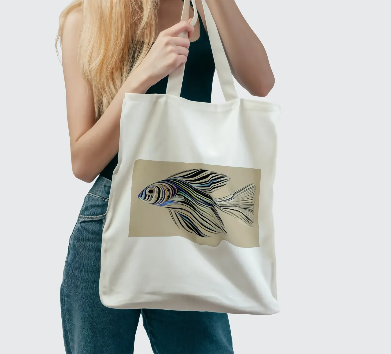 Abstract fish tote bag by Imagine