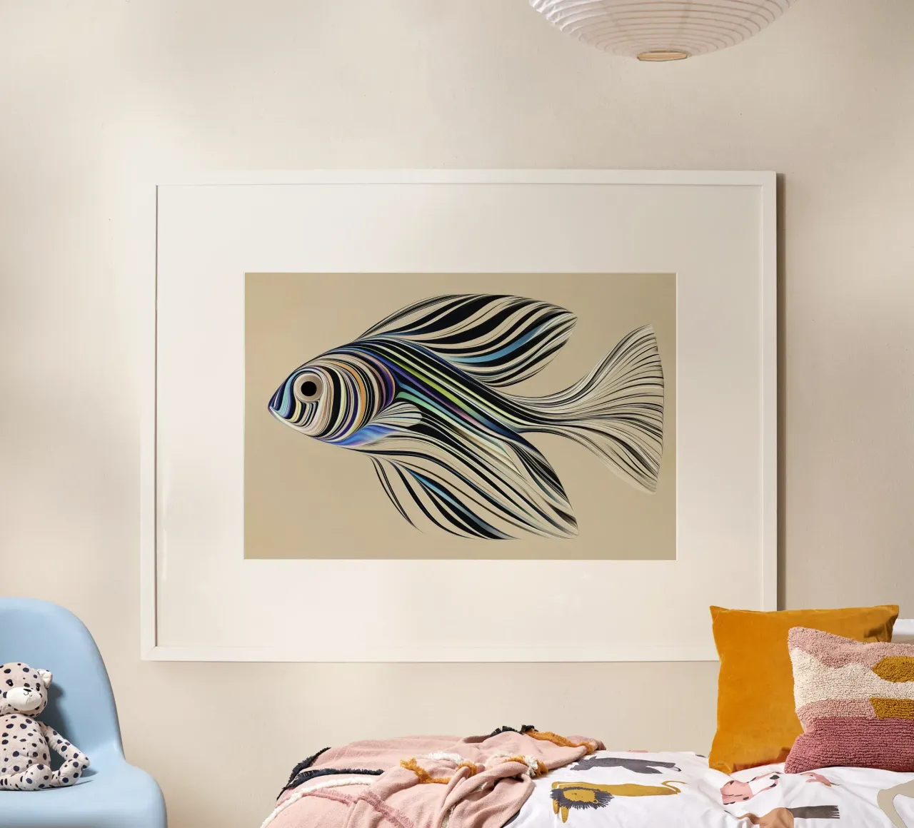 Pesce astratto poster con telaio in plastica da Imagine