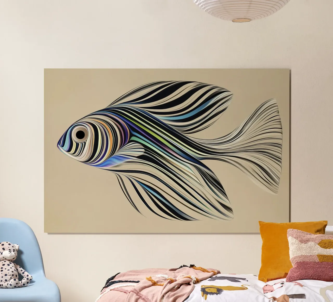 Pesce astratto poster con telaio in plastica da Imagine