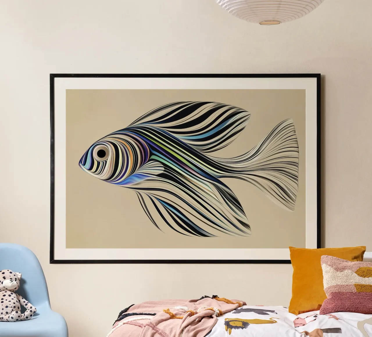 Pesce astratto poster con telaio in plastica da Imagine