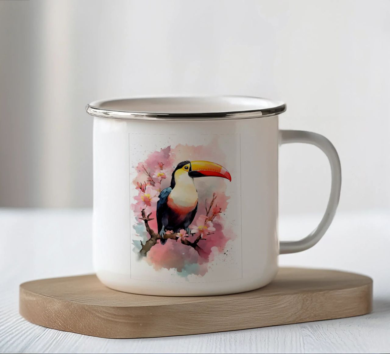 Toucan tazza in smalto da FreeArtStudio