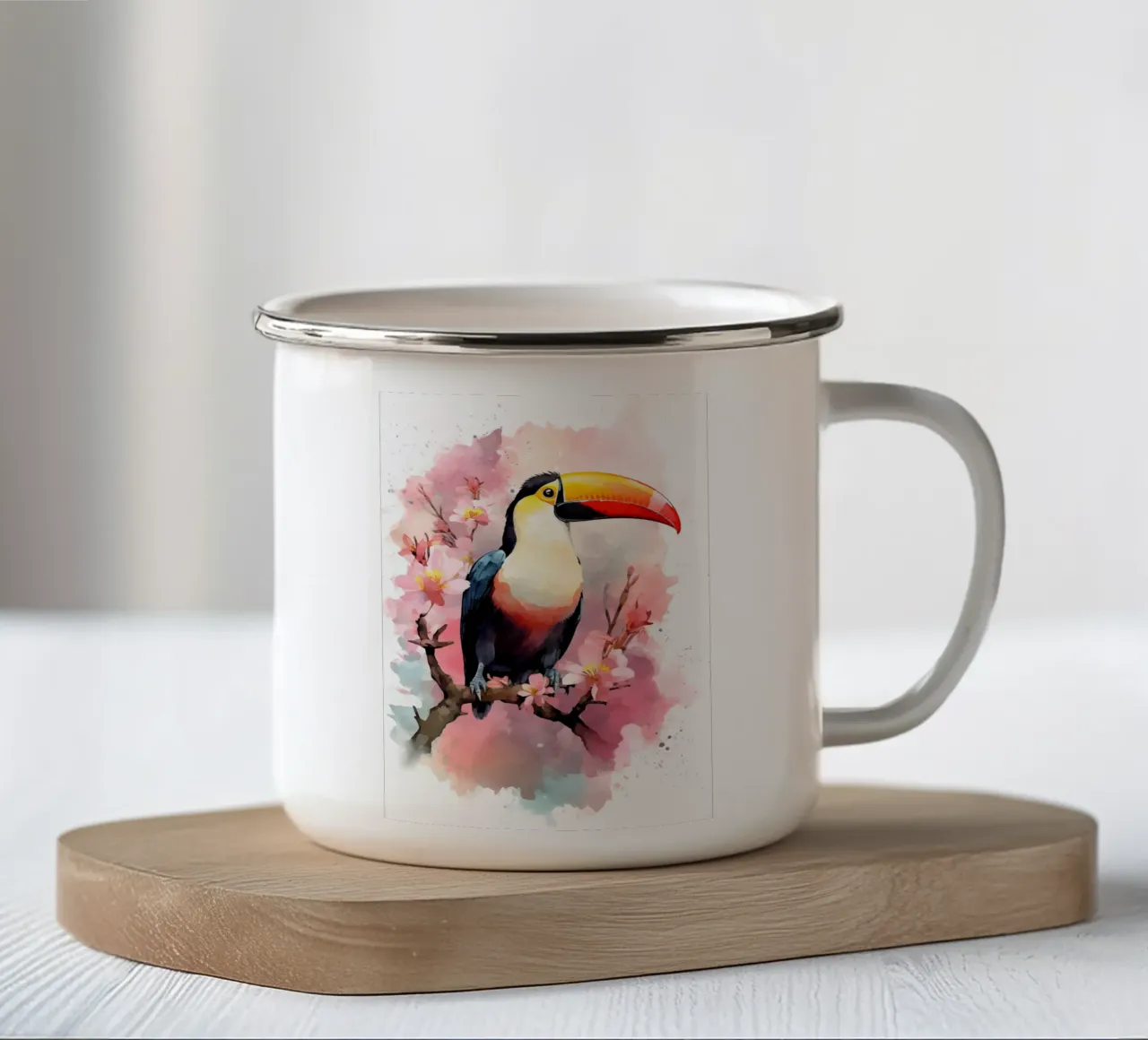Toucan emaille mok van FreeArtStudio