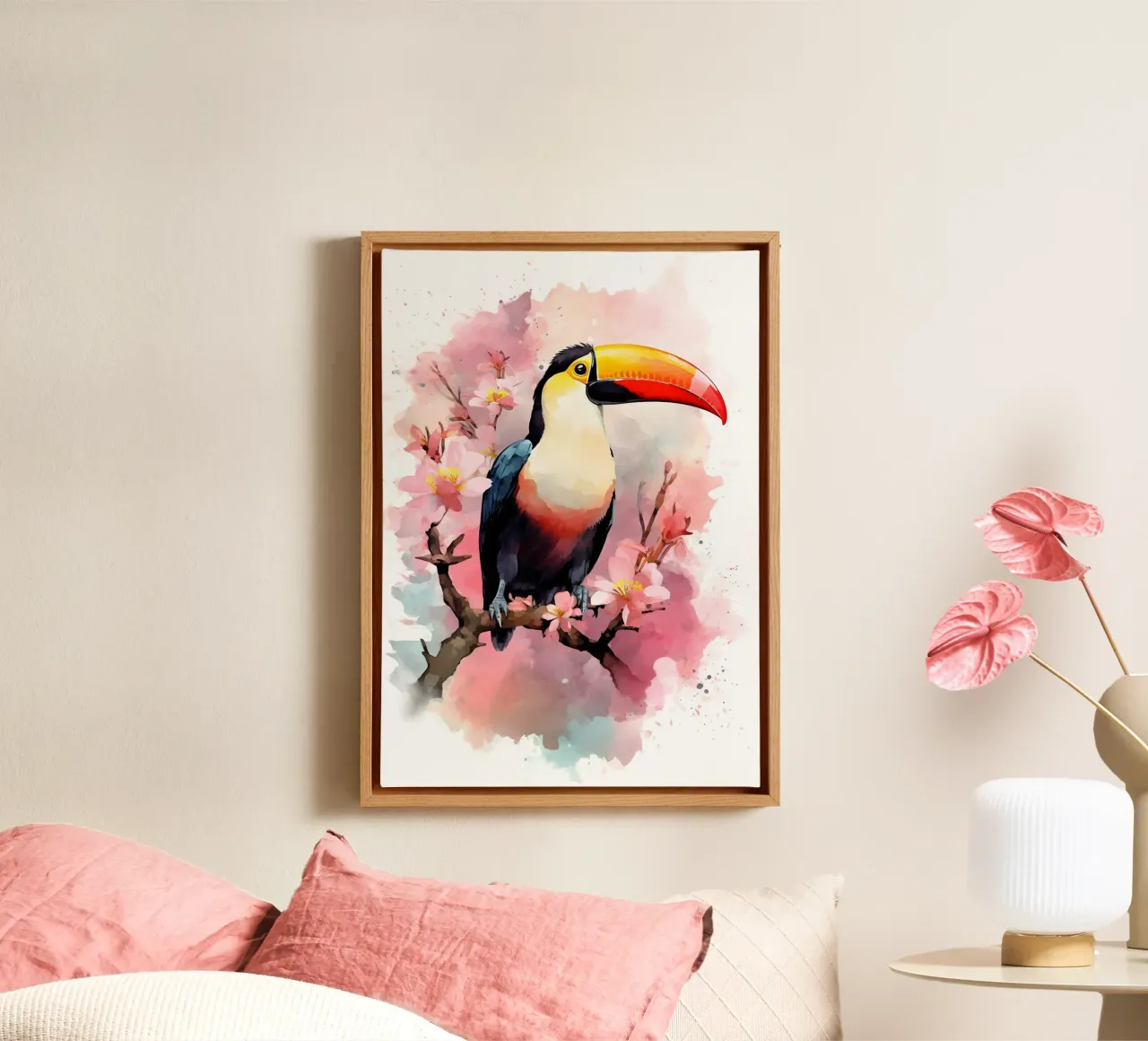 Toucan tela con Cornice a cassetta da FreeArtStudio