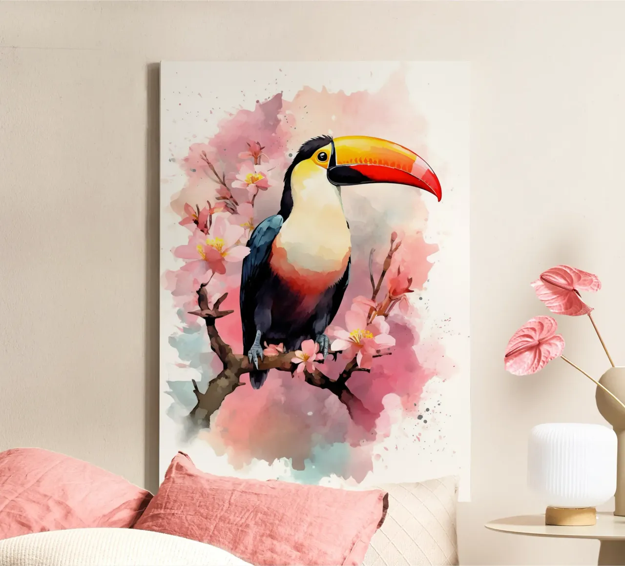 Toucan tela con Cornice a cassetta da FreeArtStudio