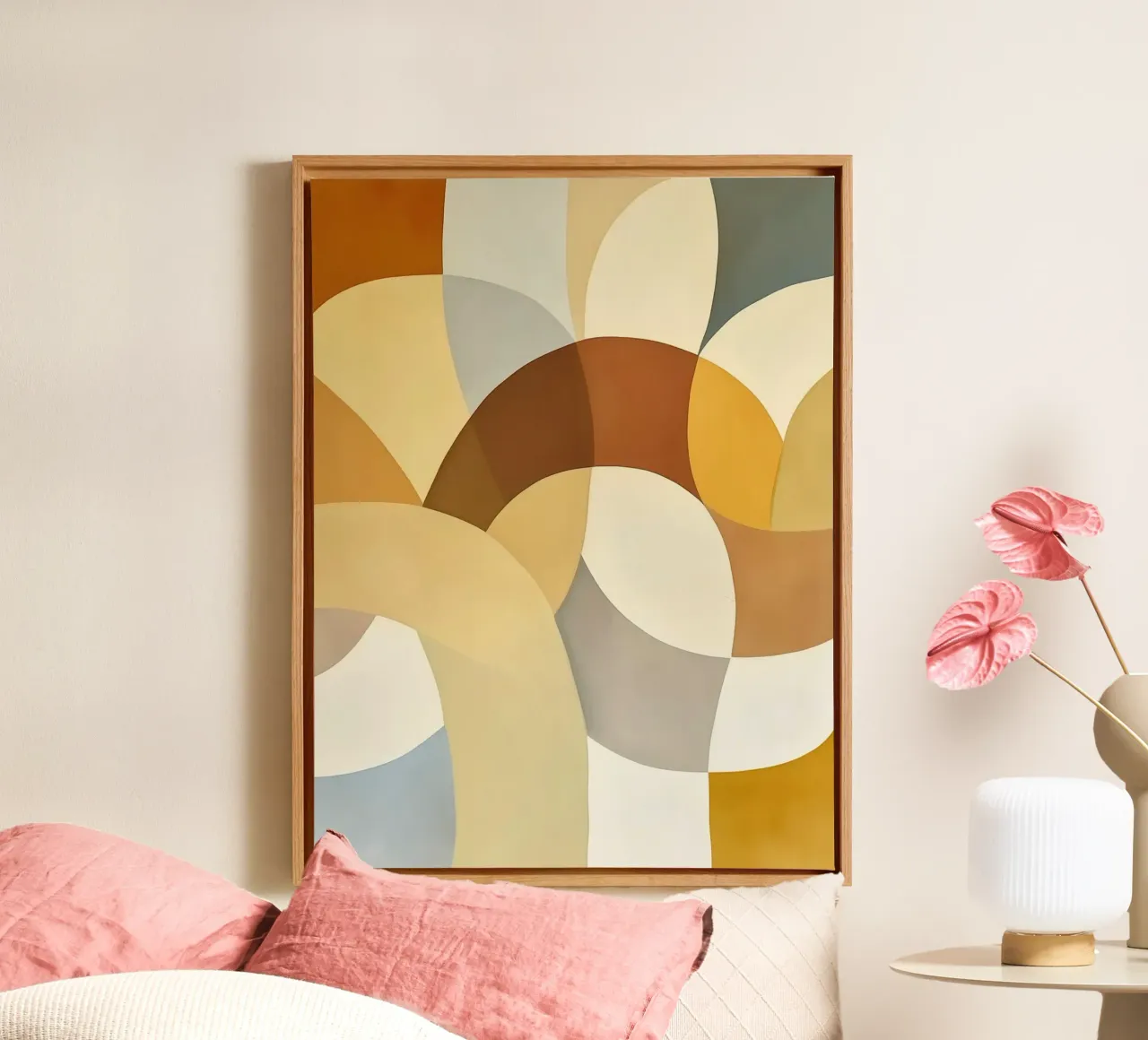 Abstracte kleuren canvas met Baklijst van Imagine