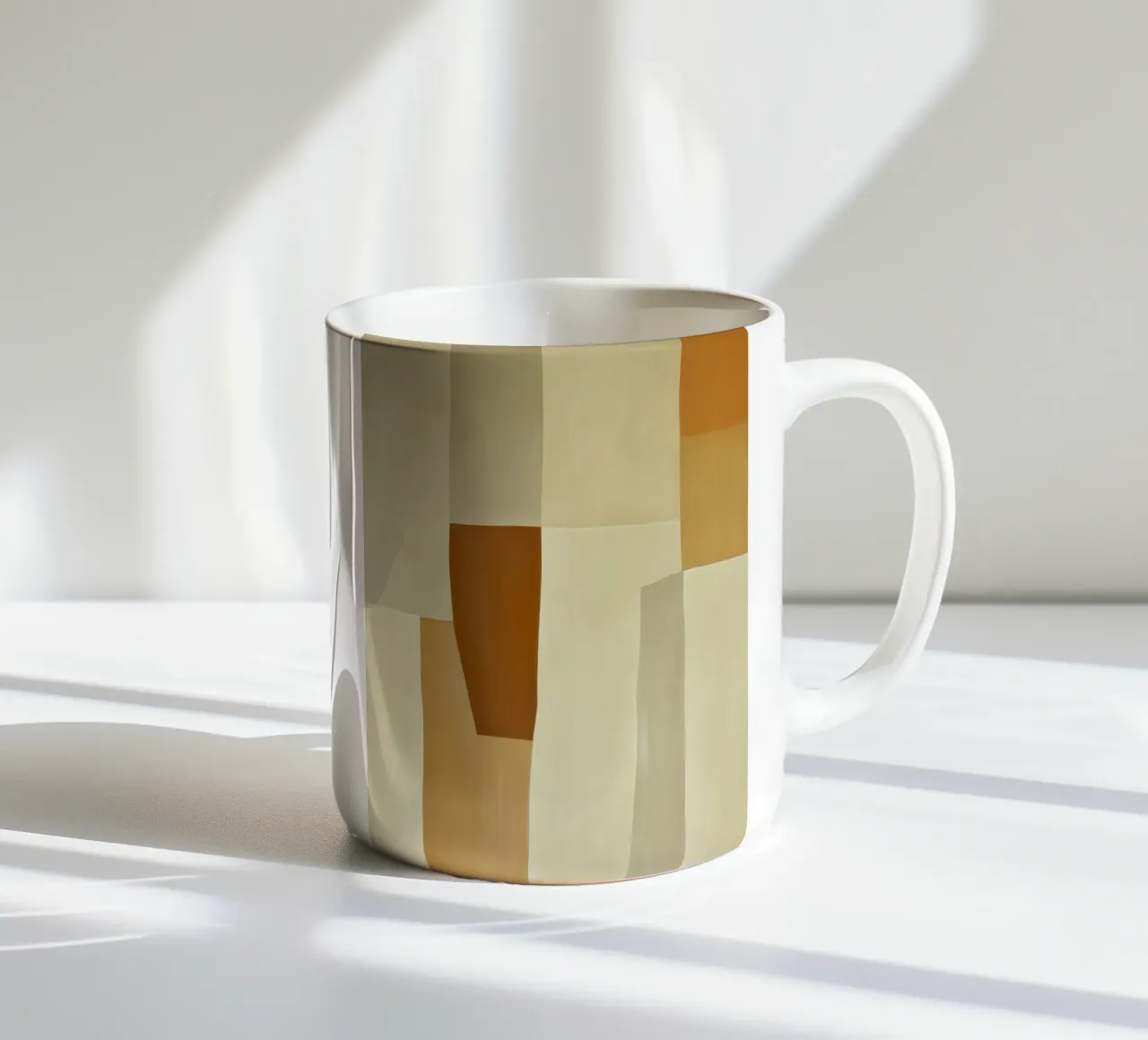 Abstracte vlakken in aarde tinten keramische mok van Imagine