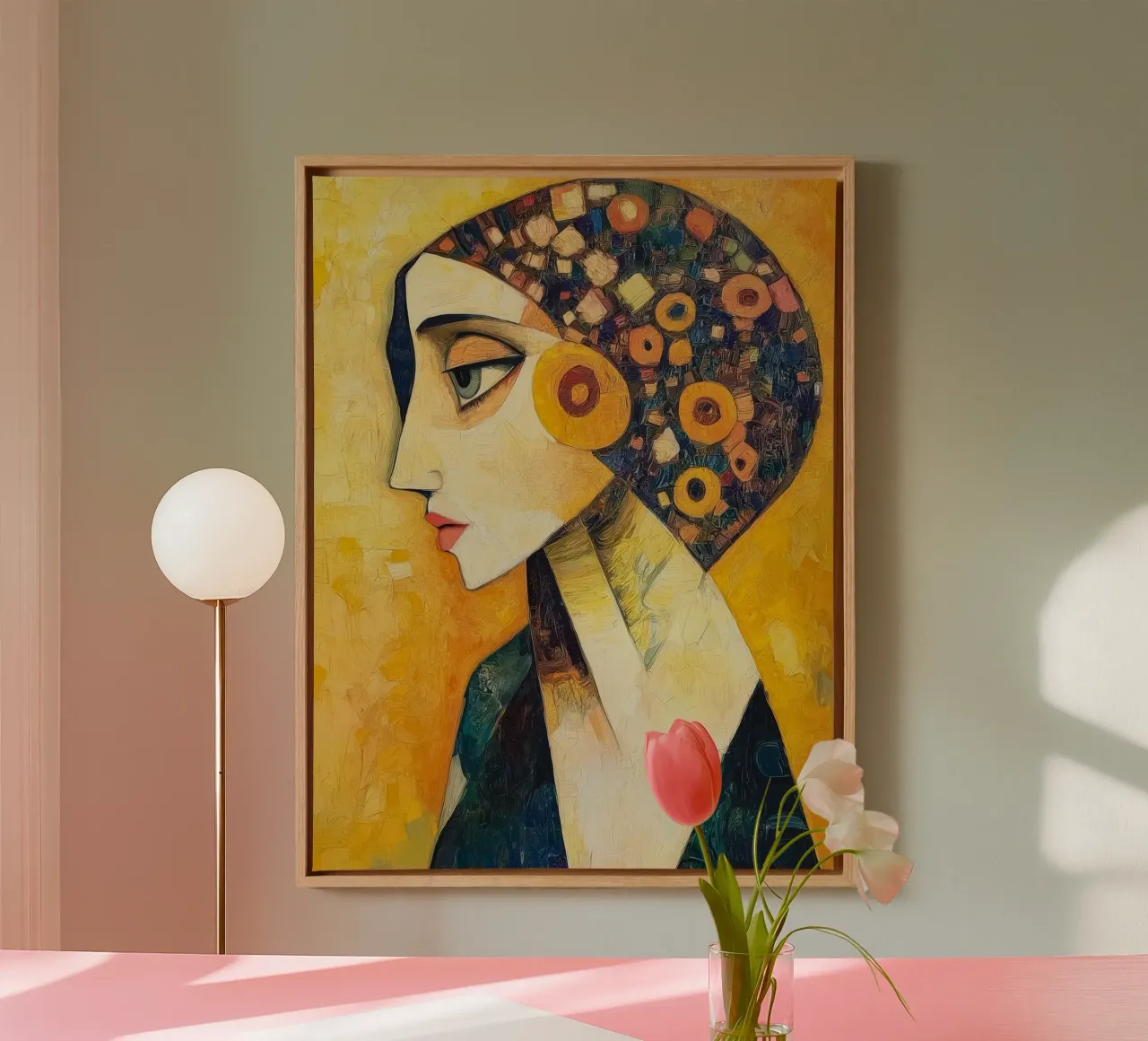 Abstracte vrouw canvas met Baklijst van Imagine