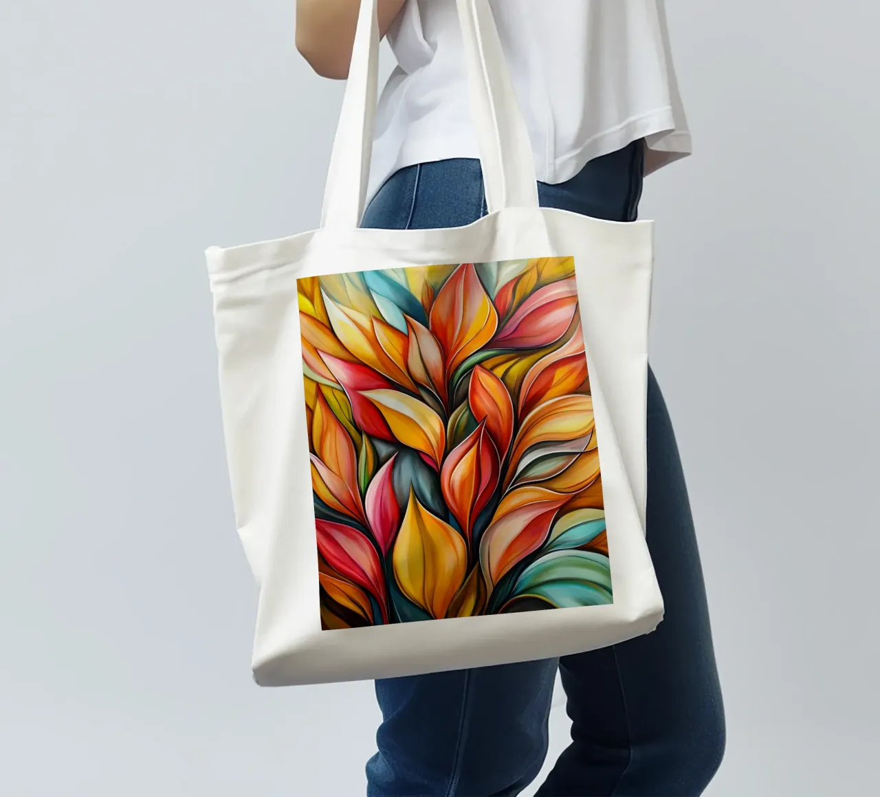 Foglie astratte colorate borsa in juta da Imagine