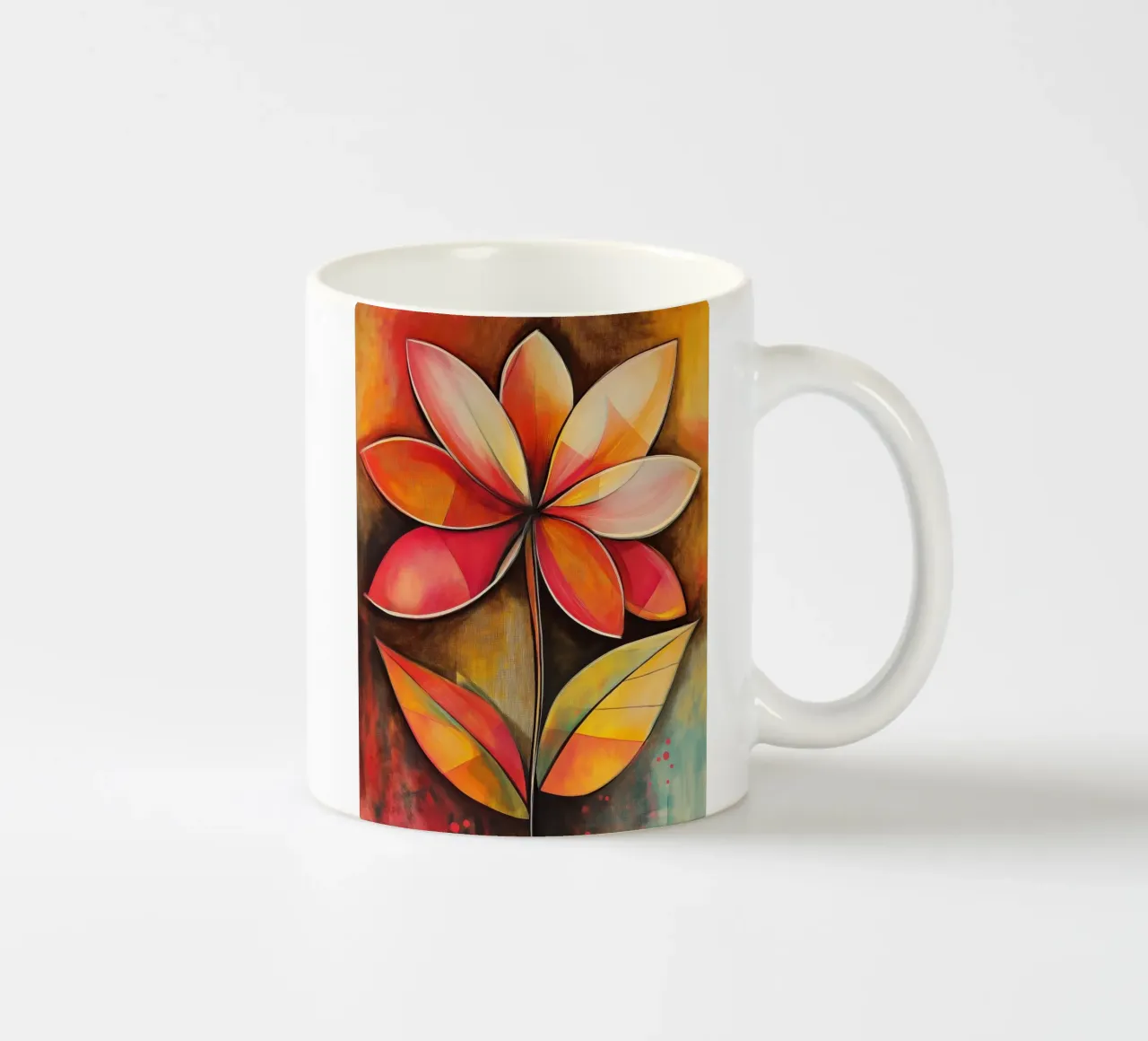 Abstracte bloem in rode tinten keramische mok van Imagine