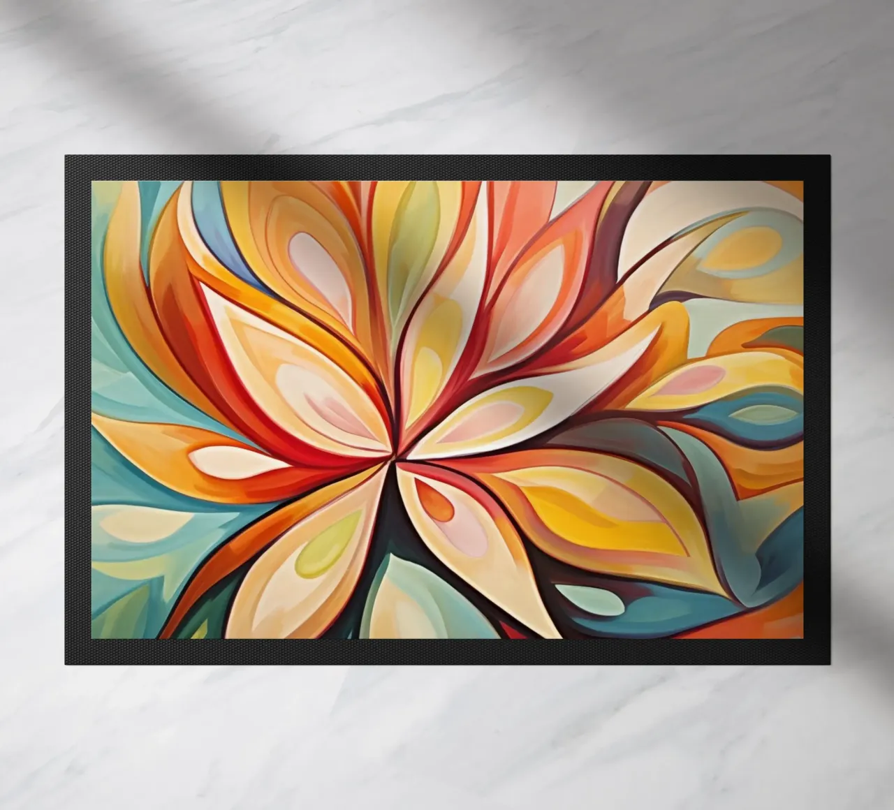 Colourful abstract flower doormat by Imagine