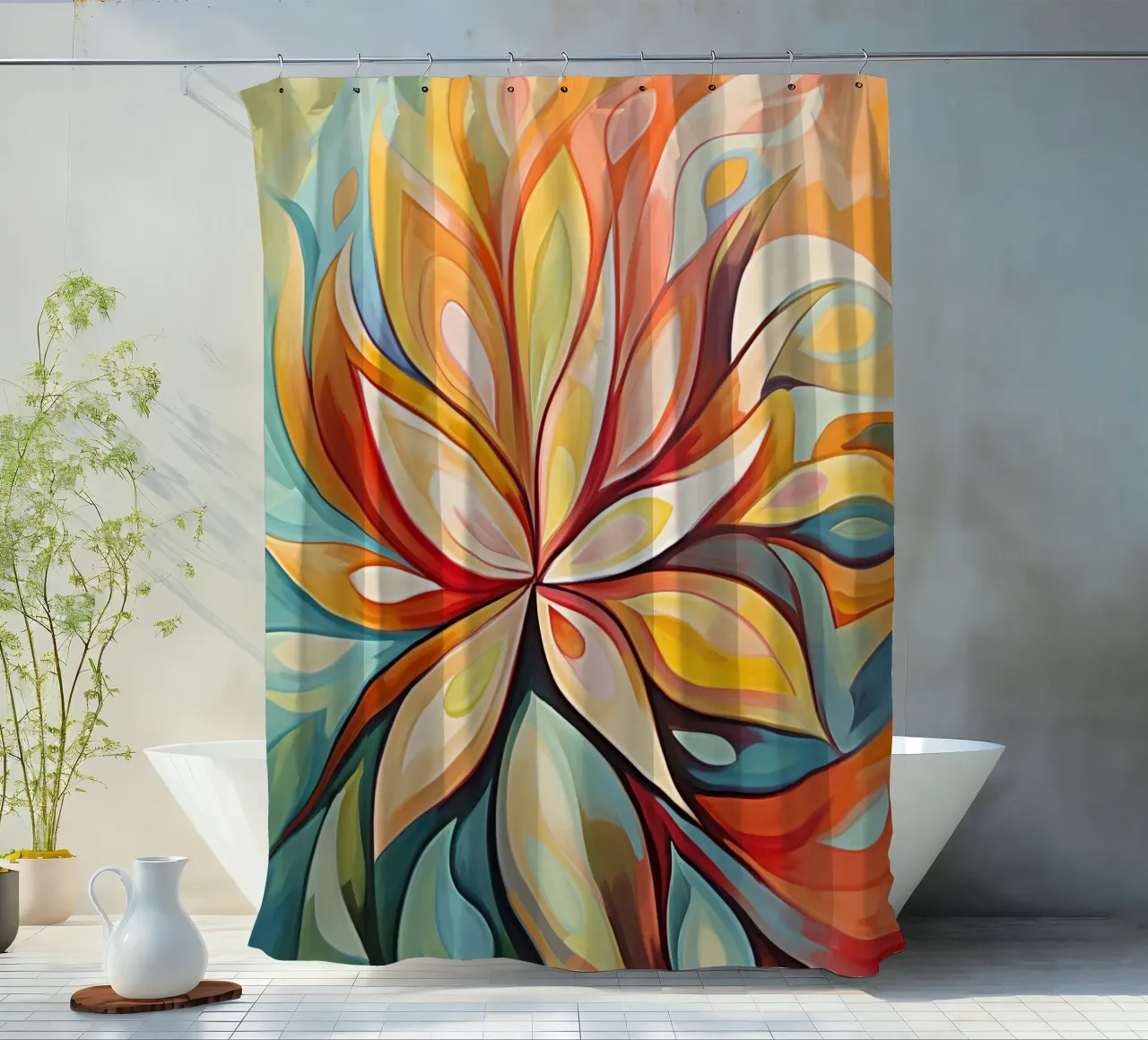 Fleur abstraite colorée rideau de douche de Imagine