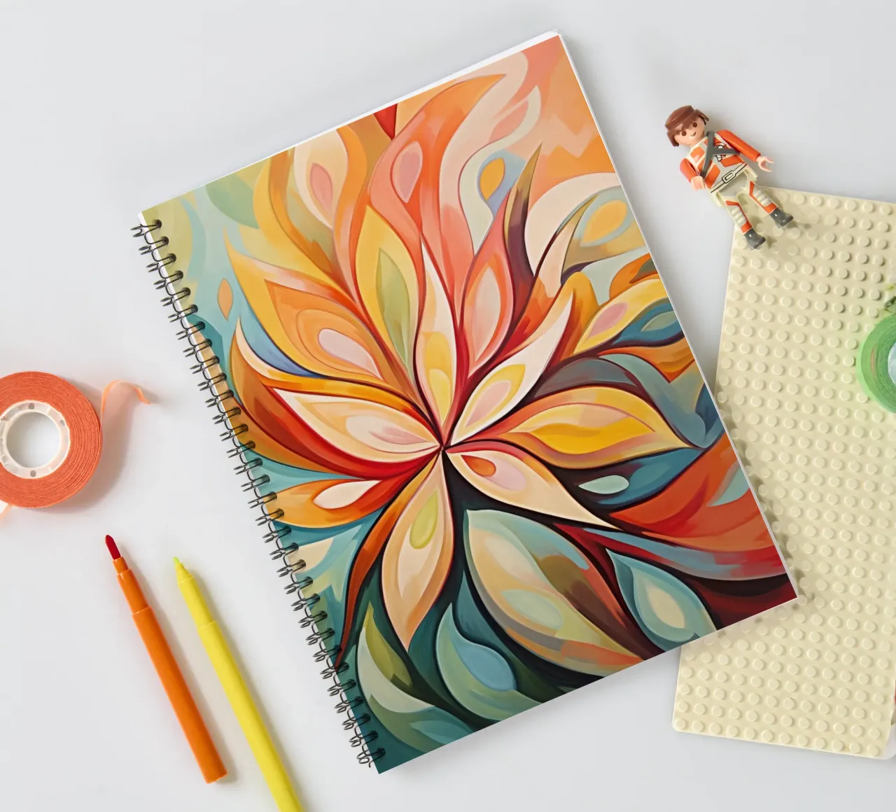 Colourful abstract flower spiral notebook by Imagine