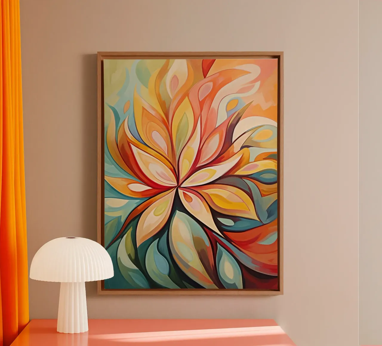 Kleurrijke abstracte bloem canvas met Baklijst van Imagine