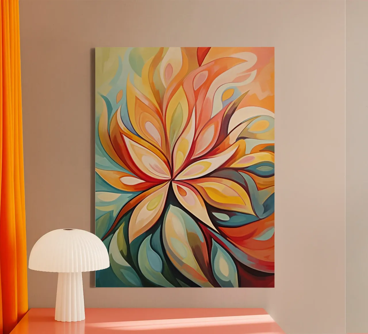 Kleurrijke abstracte bloem canvas met Baklijst van Imagine