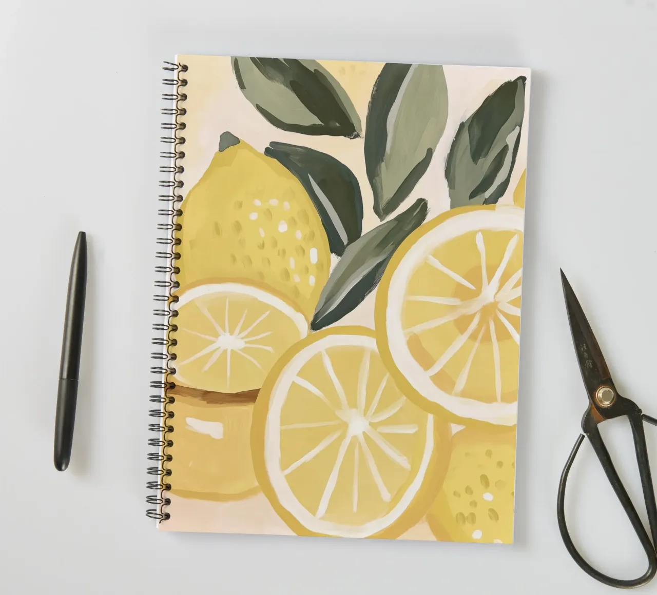 Lemons abstract spiral notebook by Imagine