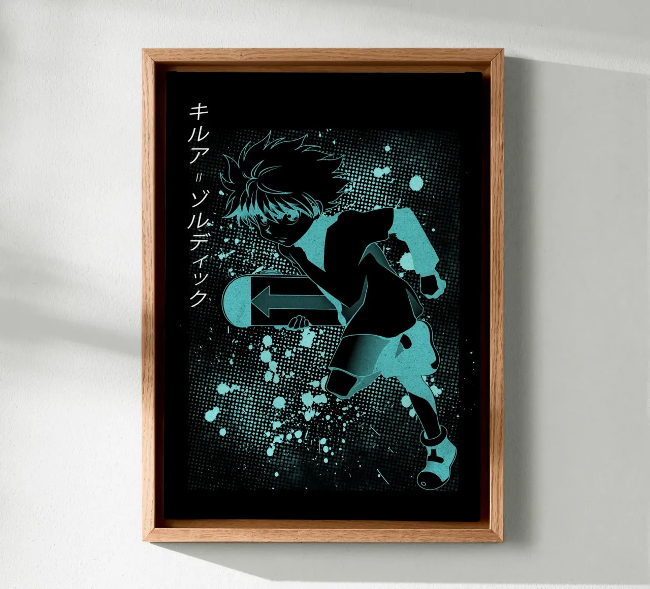 Killua Zoldyck tela con Cornice a cassetta da Neonartstudio