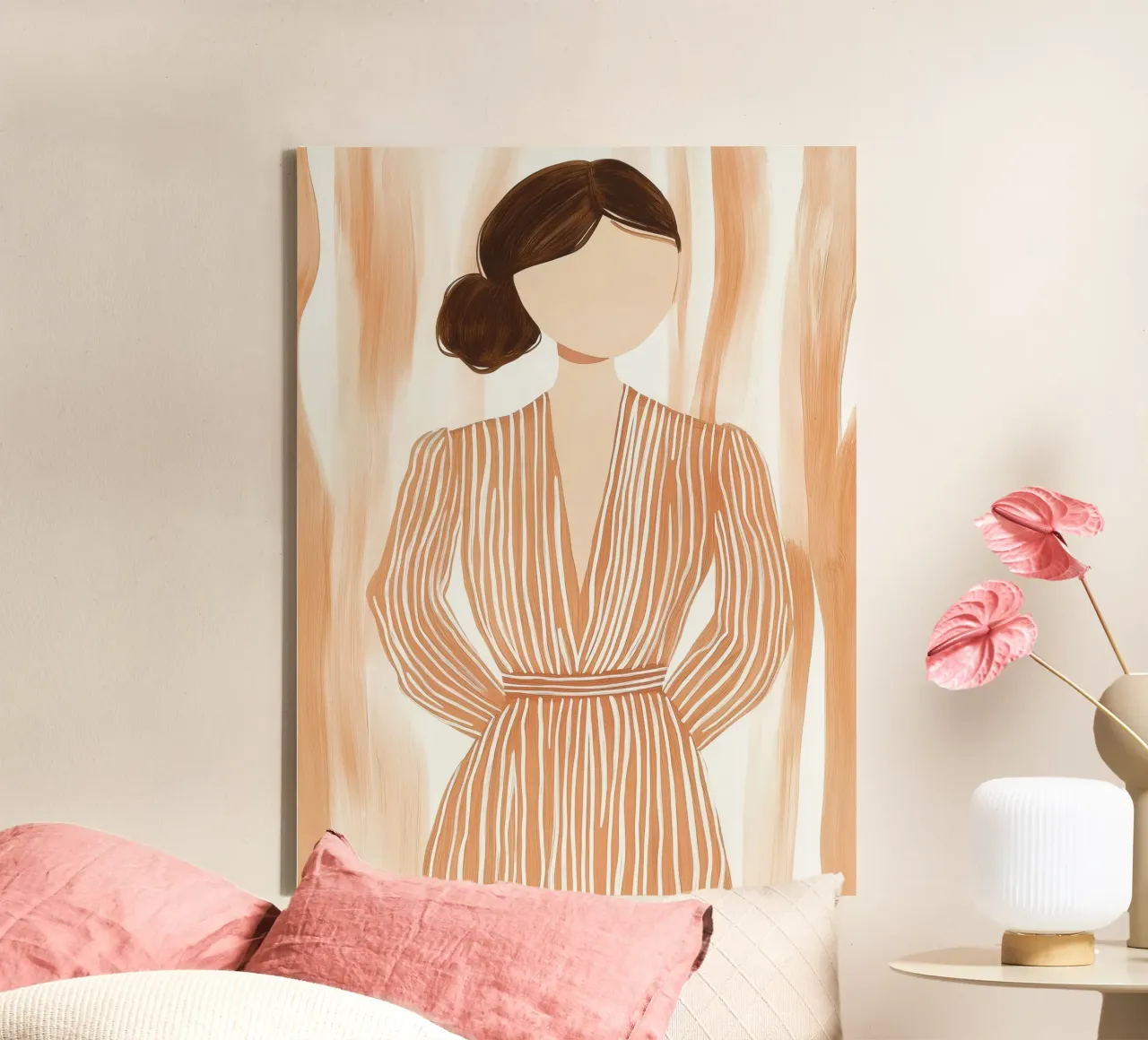 Vrouw in zachte kleuren canvas met Baklijst van Imagine