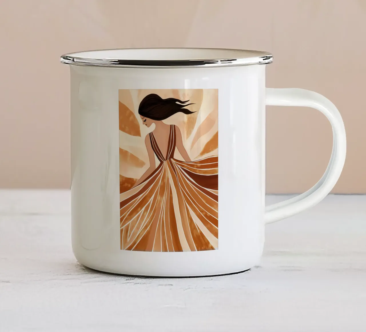 Donna vestita tazza in smalto da Imagine