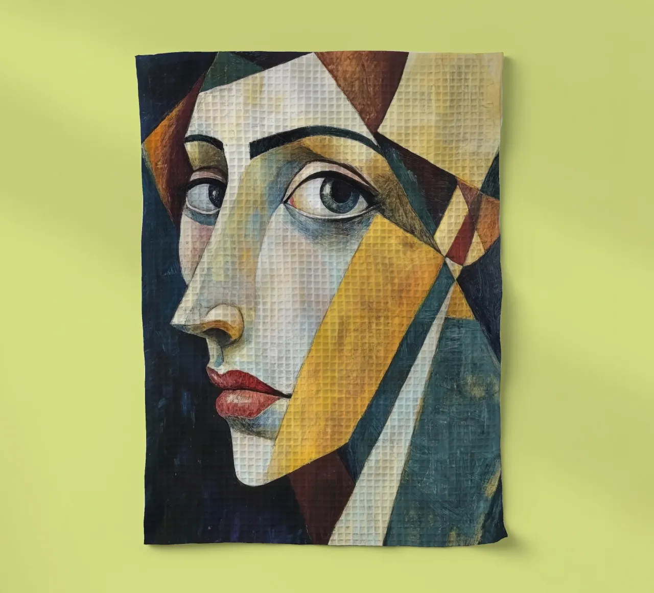 Abstract woman in natural colours tea towel by Imagine