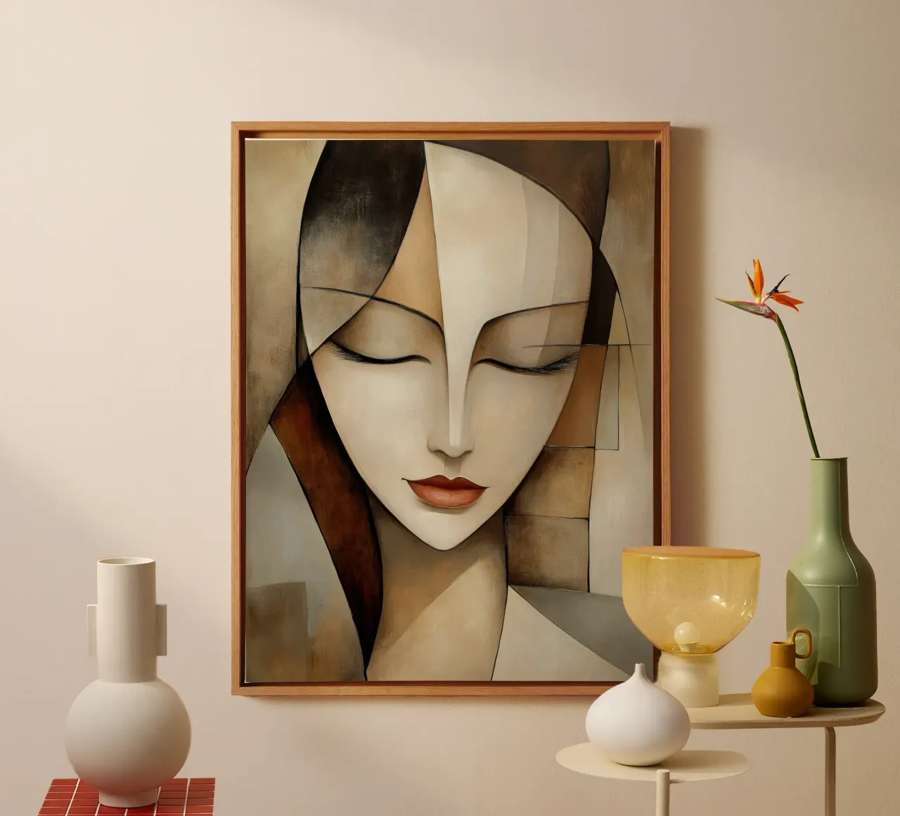 Abstracte vrouw canvas met Baklijst van Imagine