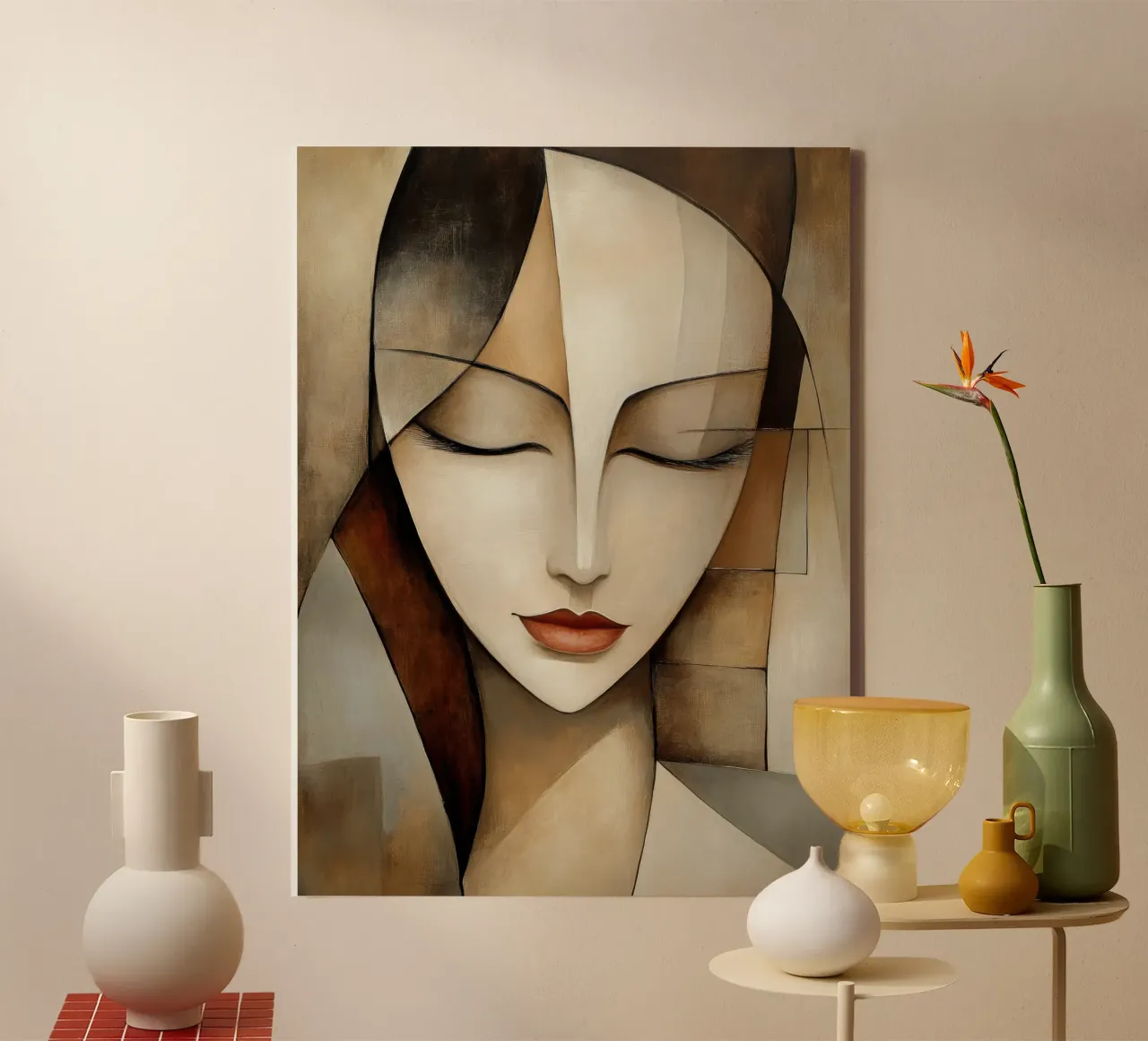 Abstracte vrouw canvas met Baklijst van Imagine