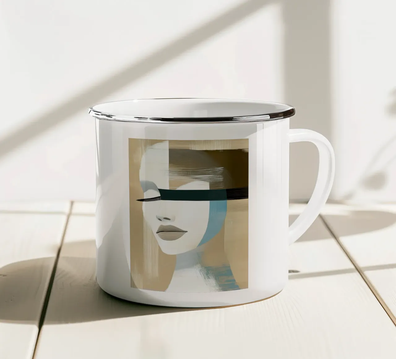 Vrouw abstract emaille mok van Imagine