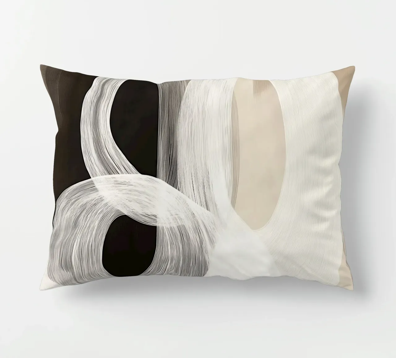 Forme astratte in marrone e crema cuscino da Imagine